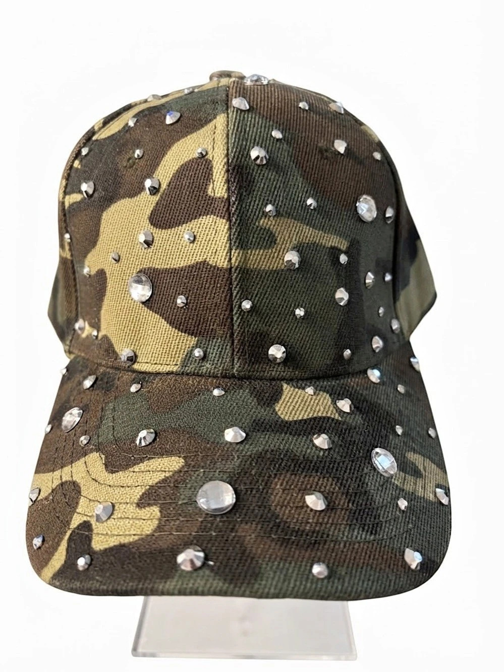 Camo Rhinestone Cap in Green & Brown